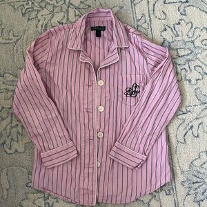 Ralph Lauren, pink striped medium button-down pajama shirt